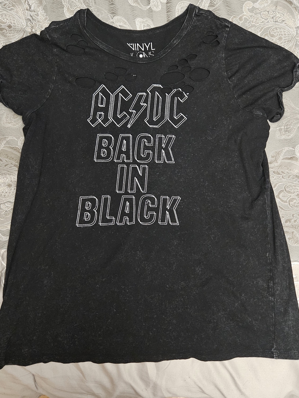Torrid 2 AC/DC "Back In Black" Distressed Black Tee